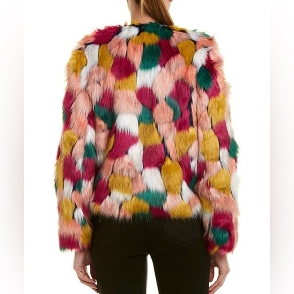 NWT milly faux fur xs size 2 cropped multi color rainbow oversized swifty outfit - Picture 8 of 8